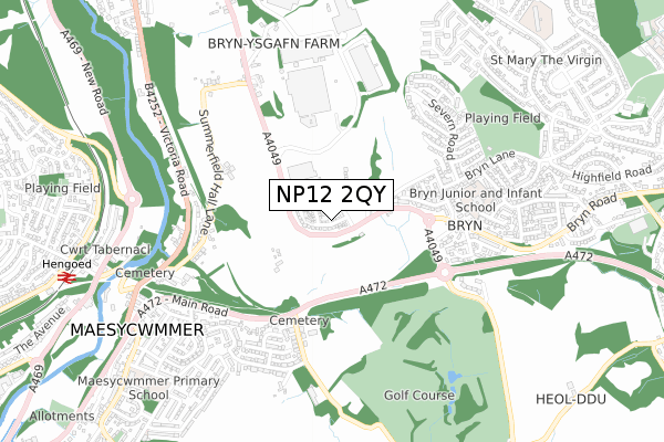 NP12 2QY map - small scale - OS Open Zoomstack (Ordnance Survey)