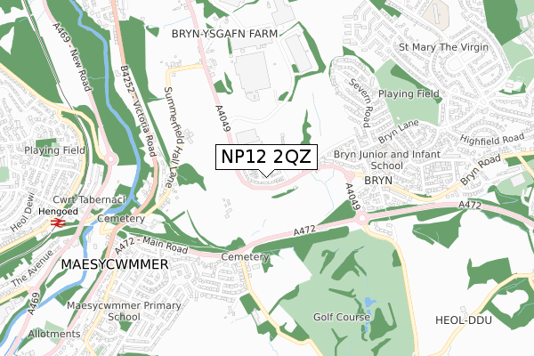 NP12 2QZ map - small scale - OS Open Zoomstack (Ordnance Survey)