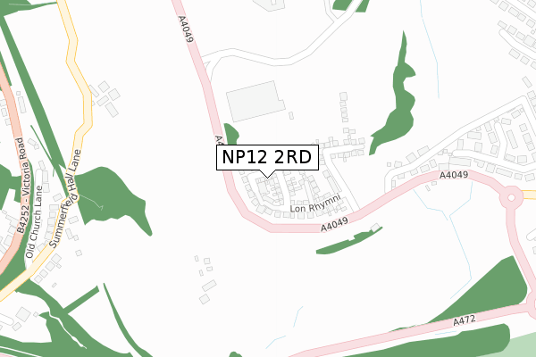 NP12 2RD map - large scale - OS Open Zoomstack (Ordnance Survey)