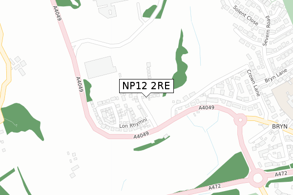 NP12 2RE map - large scale - OS Open Zoomstack (Ordnance Survey)