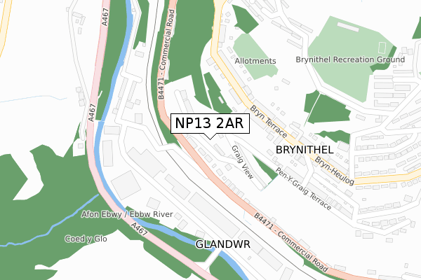 NP13 2AR map - large scale - OS Open Zoomstack (Ordnance Survey)