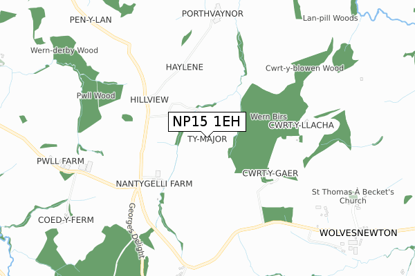 NP15 1EH map - small scale - OS Open Zoomstack (Ordnance Survey) NP15 1EH map - small scale - OS Open Zoomstack (Ordnance Survey)
