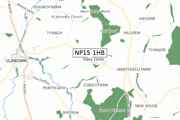 NP15 1HB map - small scale - OS Open Zoomstack (Ordnance Survey)