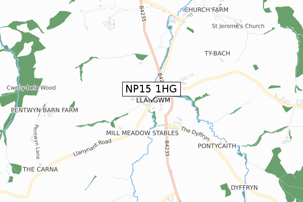 NP15 1HG map - small scale - OS Open Zoomstack (Ordnance Survey)