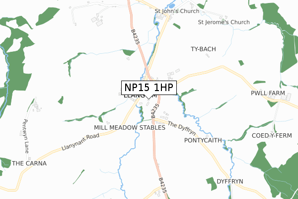 NP15 1HP map - small scale - OS Open Zoomstack (Ordnance Survey)