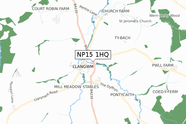 NP15 1HQ map - small scale - OS Open Zoomstack (Ordnance Survey)