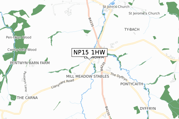 NP15 1HW map - small scale - OS Open Zoomstack (Ordnance Survey) NP15 1HW map - small scale - OS Open Zoomstack (Ordnance Survey)