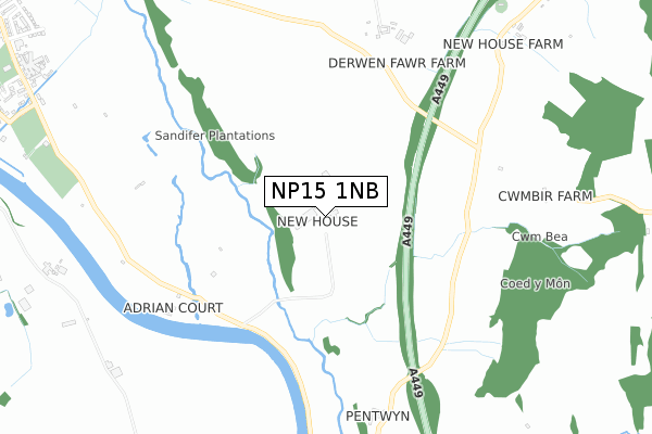 NP15 1NB map - small scale - OS Open Zoomstack (Ordnance Survey)