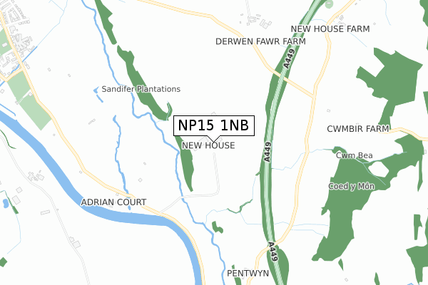NP15 1NB map - small scale - OS Open Zoomstack (Ordnance Survey) NP15 1NB map - small scale - OS Open Zoomstack (Ordnance Survey)