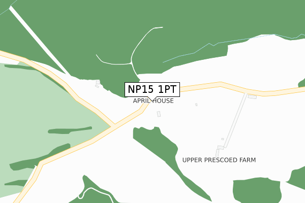 NP15 1PT map - large scale - OS Open Zoomstack (Ordnance Survey)