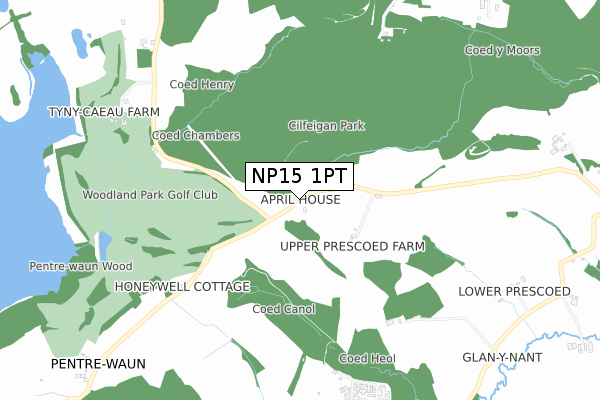 NP15 1PT map - small scale - OS Open Zoomstack (Ordnance Survey)