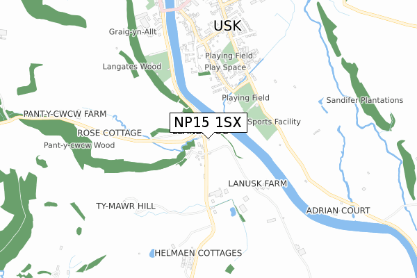 NP15 1SX map - small scale - OS Open Zoomstack (Ordnance Survey)