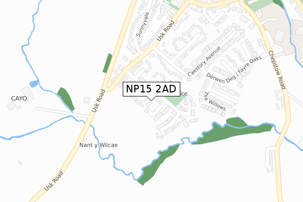 NP15 2AD map - large scale - OS Open Zoomstack (Ordnance Survey)