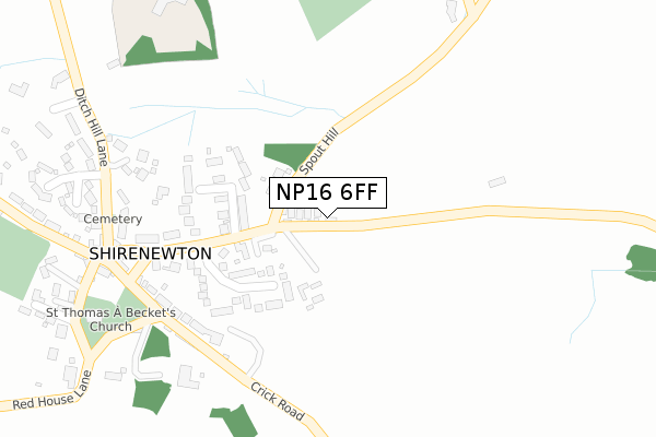NP16 6FF map - large scale - OS Open Zoomstack (Ordnance Survey)