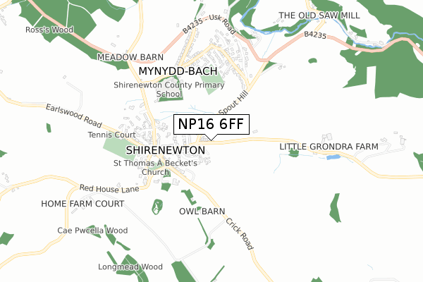 NP16 6FF map - small scale - OS Open Zoomstack (Ordnance Survey) NP16 6FF map - small scale - OS Open Zoomstack (Ordnance Survey)