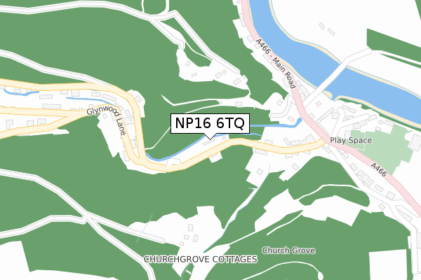 NP16 6TQ map - large scale - OS Open Zoomstack (Ordnance Survey)