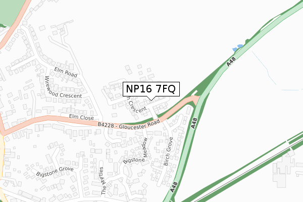 NP16 7FQ map - large scale - OS Open Zoomstack (Ordnance Survey)