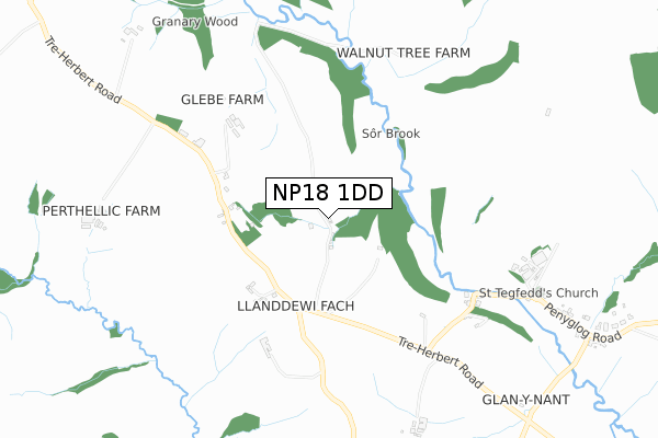 NP18 1DD map - small scale - OS Open Zoomstack (Ordnance Survey)