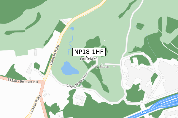 NP18 1HF map - large scale - OS Open Zoomstack (Ordnance Survey)