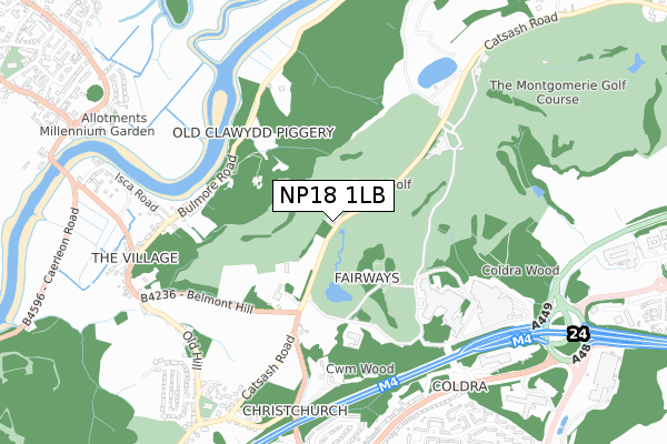 NP18 1LB map - small scale - OS Open Zoomstack (Ordnance Survey)