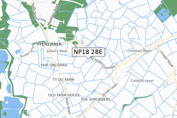 NP18 2BE map - small scale - OS Open Zoomstack (Ordnance Survey)