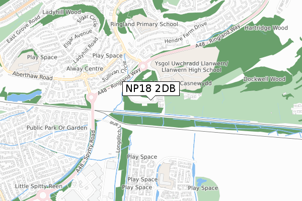 NP18 2DB map - small scale - OS Open Zoomstack (Ordnance Survey)