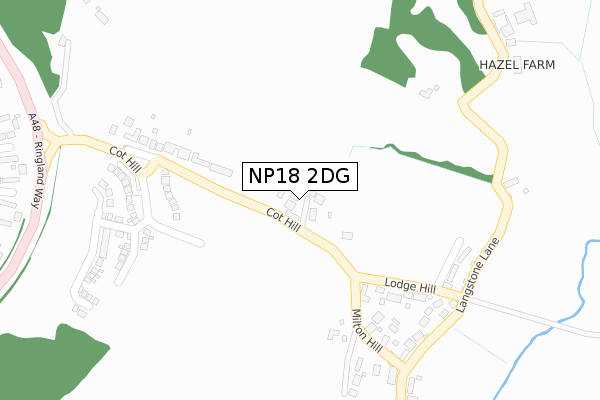 NP18 2DG map - large scale - OS Open Zoomstack (Ordnance Survey)