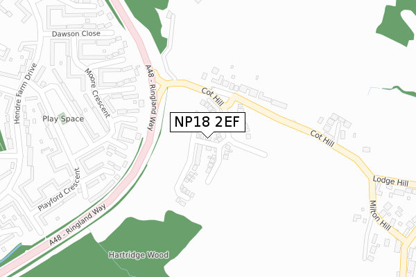 NP18 2EF map - large scale - OS Open Zoomstack (Ordnance Survey)