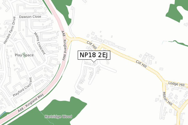 NP18 2EJ map - large scale - OS Open Zoomstack (Ordnance Survey)