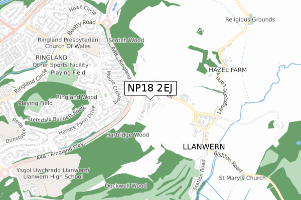 NP18 2EJ map - small scale - OS Open Zoomstack (Ordnance Survey)