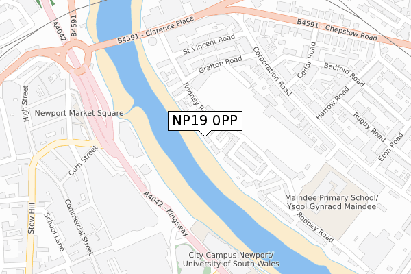 NP19 0PP map - large scale - OS Open Zoomstack (Ordnance Survey)