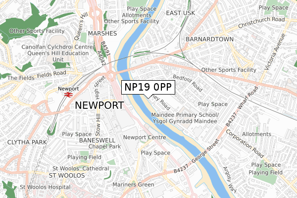 NP19 0PP map - small scale - OS Open Zoomstack (Ordnance Survey)