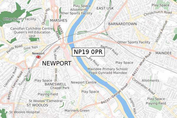 NP19 0PR map - small scale - OS Open Zoomstack (Ordnance Survey)