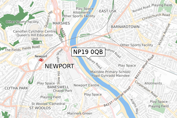 NP19 0QB map - small scale - OS Open Zoomstack (Ordnance Survey)