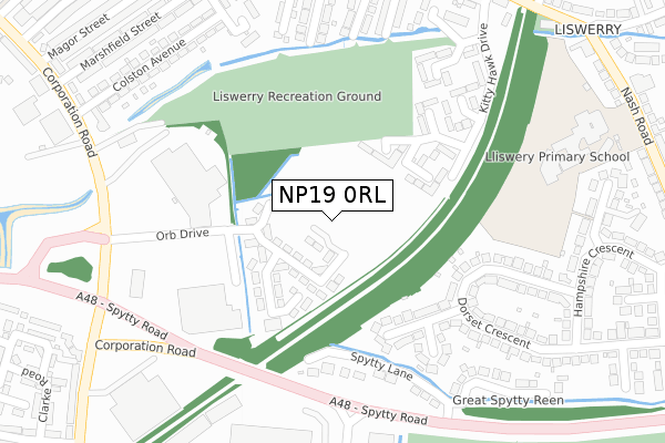NP19 0RL map - large scale - OS Open Zoomstack (Ordnance Survey)