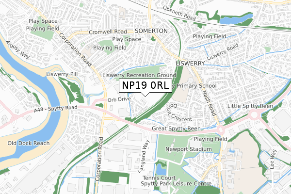 NP19 0RL map - small scale - OS Open Zoomstack (Ordnance Survey)