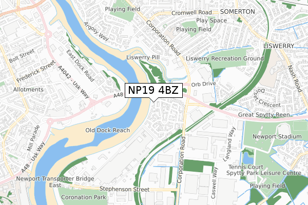 NP19 4BZ map - small scale - OS Open Zoomstack (Ordnance Survey) NP19 4BZ map - small scale - OS Open Zoomstack (Ordnance Survey)