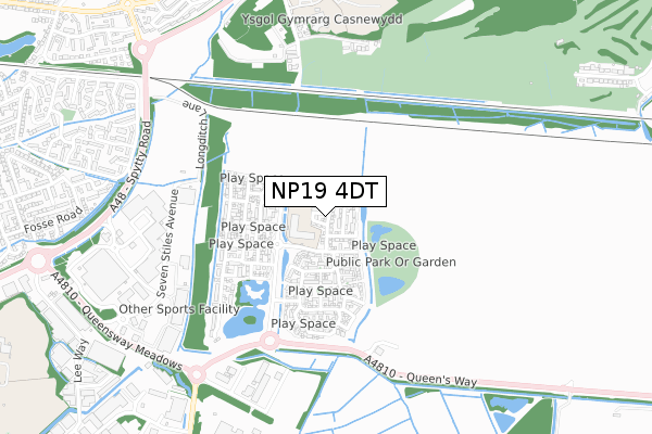 NP19 4DT map - small scale - OS Open Zoomstack (Ordnance Survey)