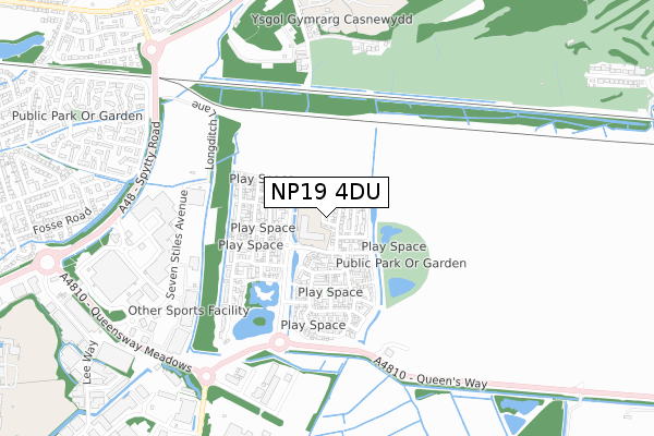 NP19 4DU map - small scale - OS Open Zoomstack (Ordnance Survey)