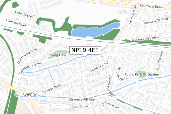 NP19 4EE map - large scale - OS Open Zoomstack (Ordnance Survey)
