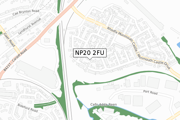 NP20 2FU map - large scale - OS Open Zoomstack (Ordnance Survey)