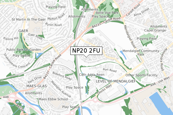 NP20 2FU map - small scale - OS Open Zoomstack (Ordnance Survey)