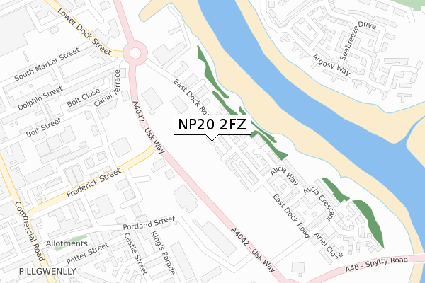 NP20 2FZ map - large scale - OS Open Zoomstack (Ordnance Survey)