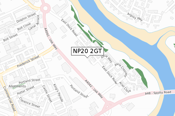 NP20 2GT map - large scale - OS Open Zoomstack (Ordnance Survey)
