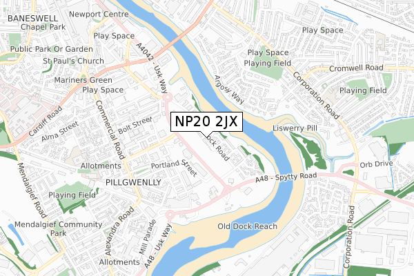 NP20 2JX map - small scale - OS Open Zoomstack (Ordnance Survey)