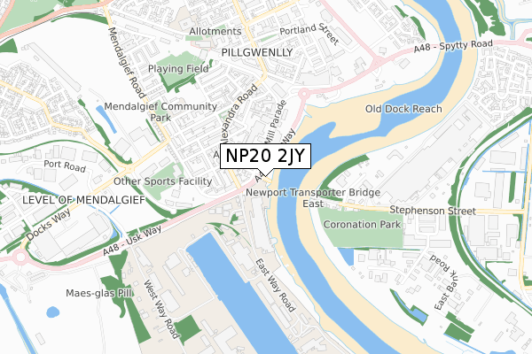 NP20 2JY map - small scale - OS Open Zoomstack (Ordnance Survey)
