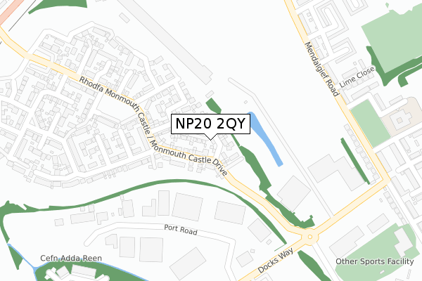 NP20 2QY map - large scale - OS Open Zoomstack (Ordnance Survey)