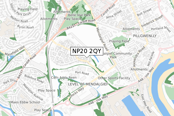 NP20 2QY map - small scale - OS Open Zoomstack (Ordnance Survey)