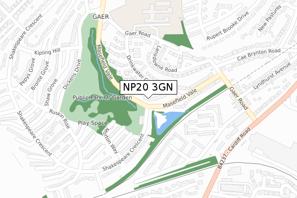 NP20 3GN map - large scale - OS Open Zoomstack (Ordnance Survey)