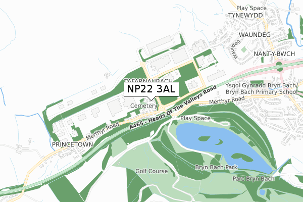 NP22 3AL map - small scale - OS Open Zoomstack (Ordnance Survey)